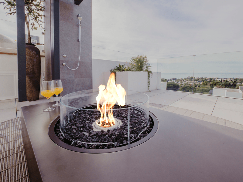 ストーブ EcoSmart Fire Lantern Outdoor ECOSMART FIRE Linear Curved 65 Fire Pit | ESF.B.FPK.LC.65.G | Fire